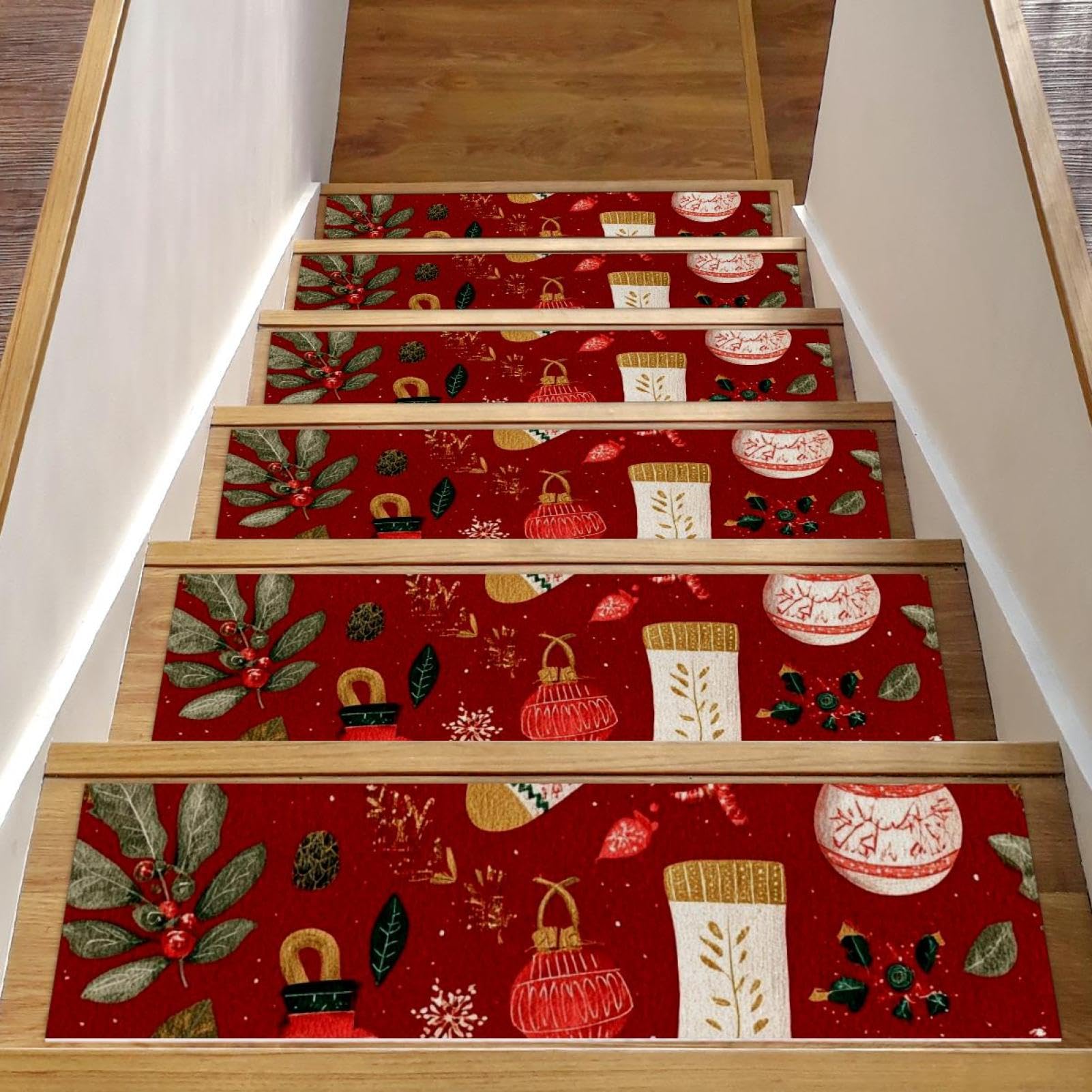 Tapis d'escalier antidérapants lot de 15 évite les chutes sur bois rouge