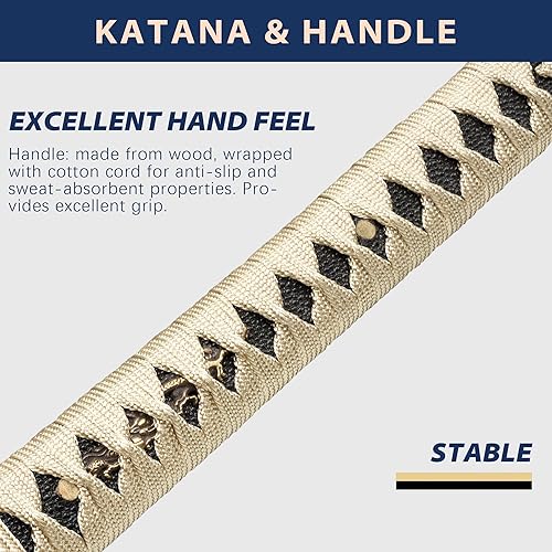 Miniatura 36 de entez Handcrafted Samurai Katana - Premium Damascus/T10 Clay Tempered Blades - Sharp Functional Japanese Swords Acero T10