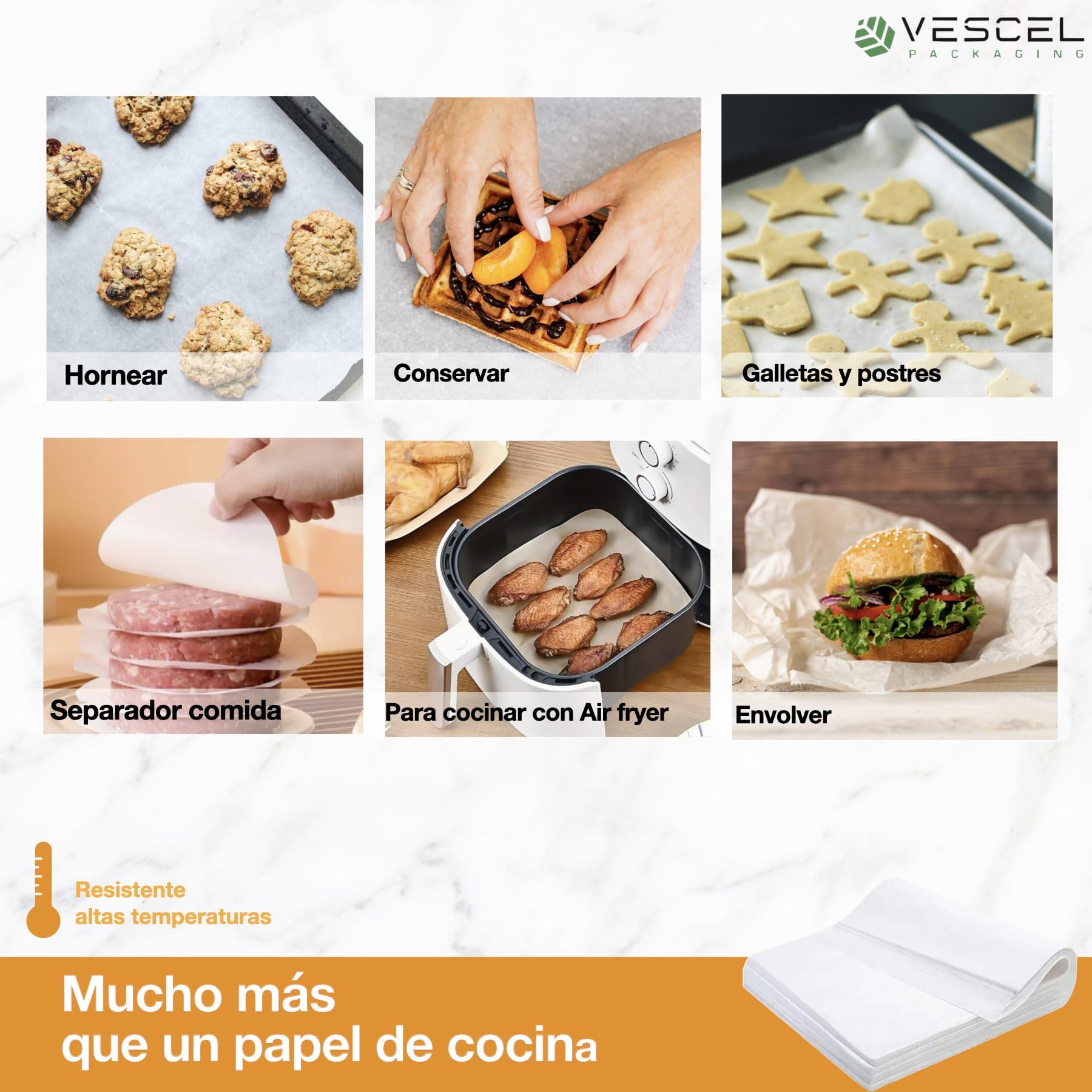 500 Pcs Papel de Horno, Precortado 40CMX60CM, Hojas de Papel de Horno Antiadherente Desechable, Ideal para Horno, Freidora de Aire y Microondas