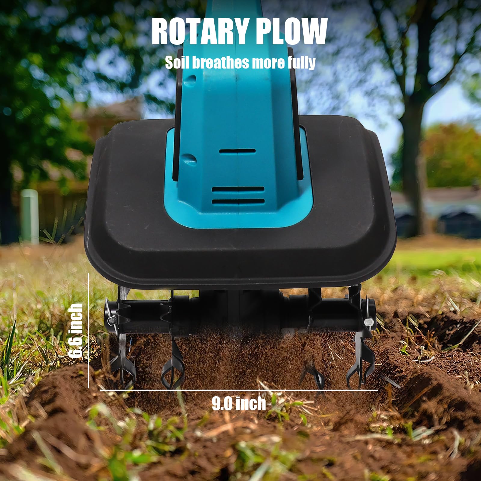 Motobineuse Electrique sans Fil pour Batterie Makita 18V, Largeur de Travail 20 cm, Profondeur de Travail 15 cm, 4 Fraises, Poignée Rabattable, Motoculteur pour Retourner la Terre, Désherber