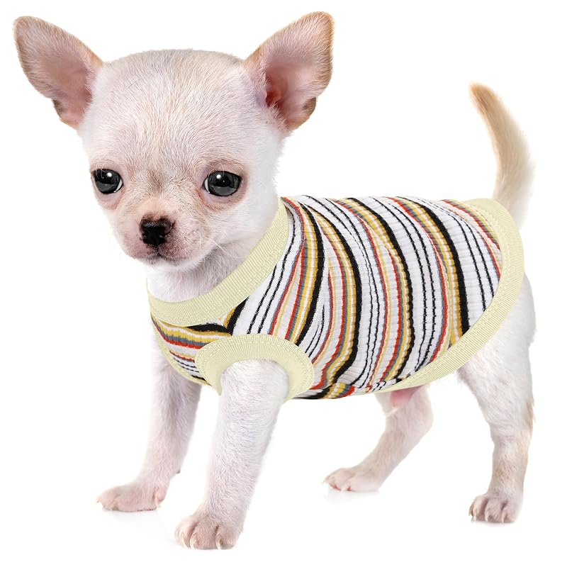 Camisa para Cachorro em Algodão Canelado Sem Mangas Paiaite White, Tamanho M, 1,36–3,18 kg