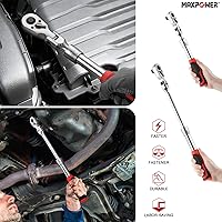 Vista 6 de MAXPOWER Llave de Tubo de cabeza flexible de 1/2 pulgada, función de trinquete reversible de liberación rápida de 72 dientes, mango extensible