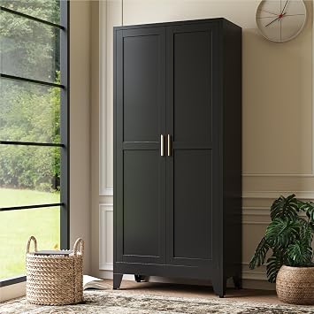 Baborokic 71H Tall Metal Storage Cabinet with 2 Doors and Adjustable Shelves,Kitchen Pantry Storage Cabinets,Tall Freestanding Cupboard for Bathroom,Office,Dining Room,Living Room Black
