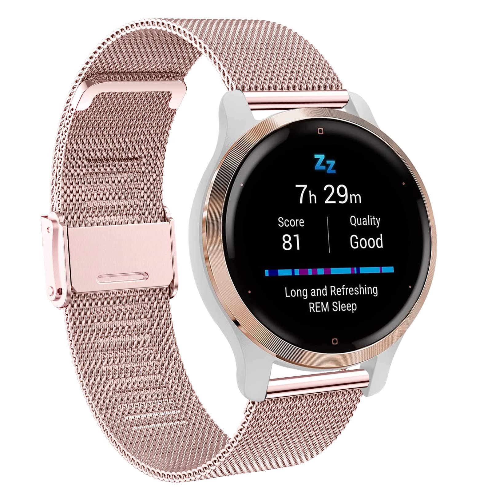 Strap for Garmin Venu 2S, 18mm Stainless Steel Metal Replacement Strap for Vivoactive 4S 40mm, Forerunner 255S, 255S Music