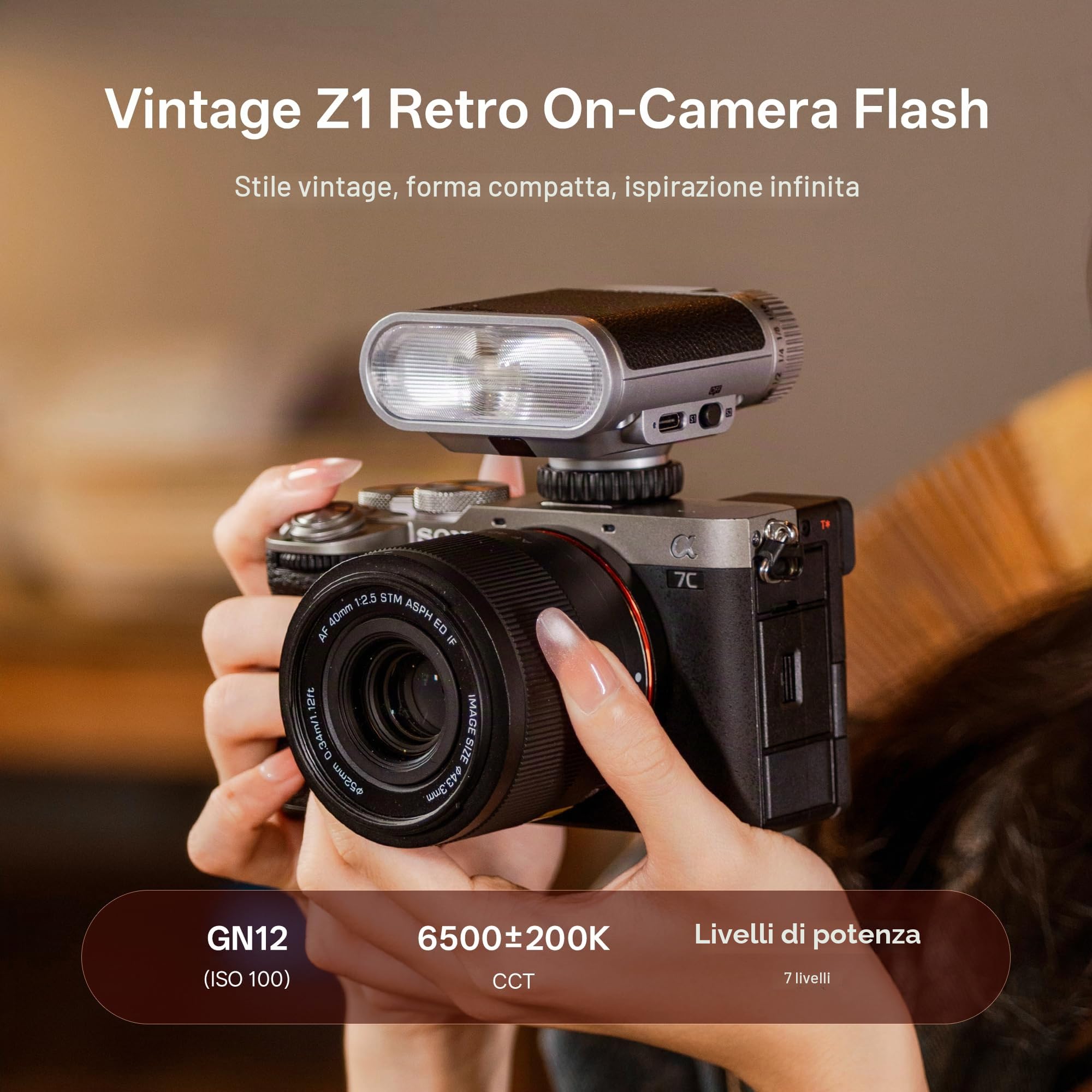 VILTROX Z1+ - Mini flash Speedlite, GN12 6500K, luce flash flash flash con 7 livelli, controllo ottico S1/S2, softbox rimovibile, compatibile con fotocamere Canon Fuji Nikon Panasonic Olympus