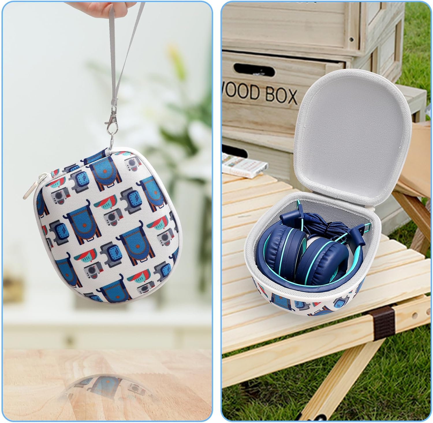 Kids Headphones Case Compatible with Elecder i37 / Noot K11 / iClever BTH12 / HS19 / BTH26 / JoySpark-T5 / Candy Bila BH03 / EarFun/IMYB/MIDOLA MD-B01 Foldable Kid Headphone (Case Only) - Image 6