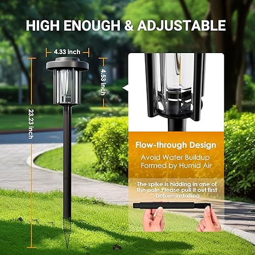 Miniatura 4 de SUNCKET Luces solares de jardín, luces solares brillantes para exteriores, paquete de 6 unidades, IP65, impermeables, encendidoapagado automático,