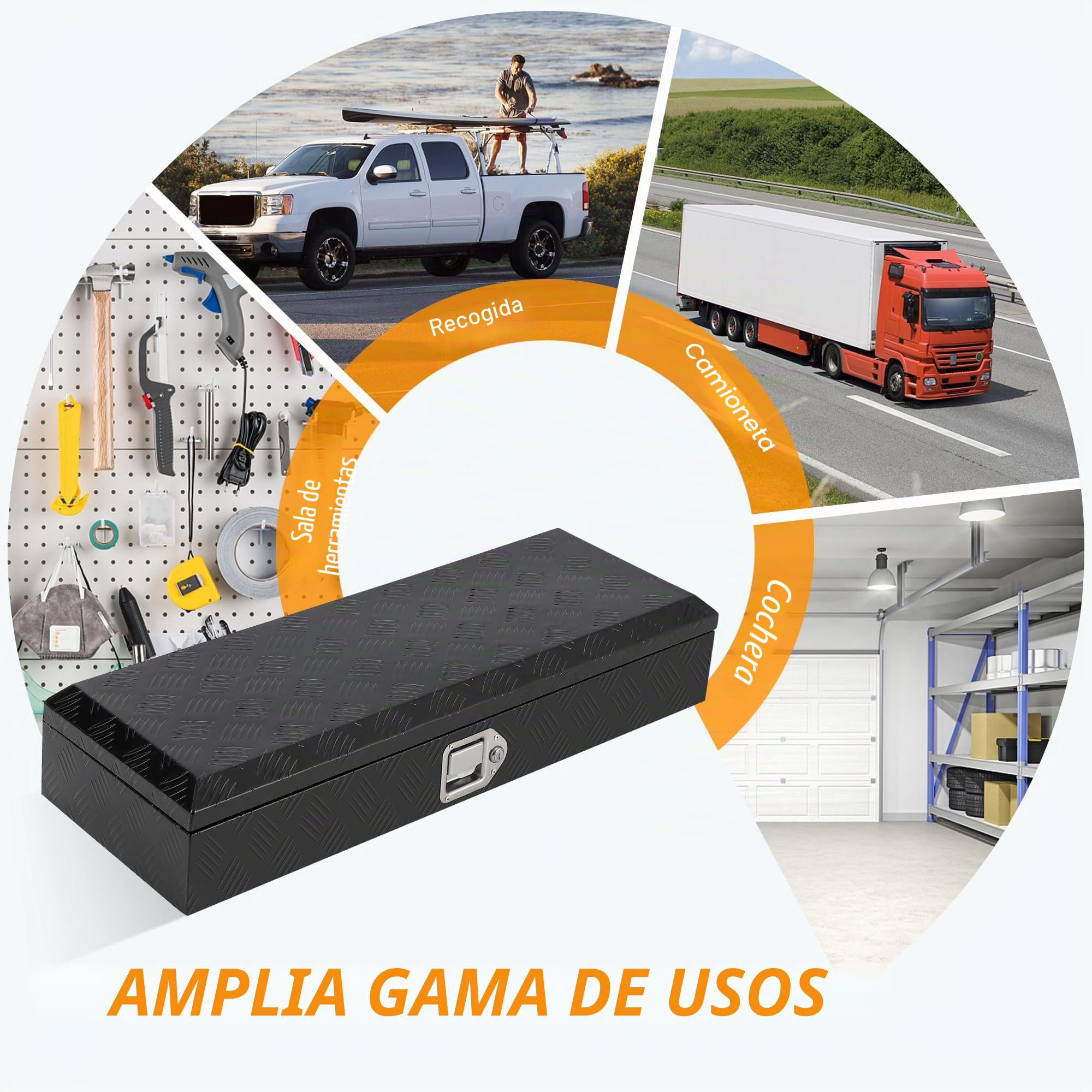 Caja De Herramientas De 30 Pulgadas Para Caja De Camioneta, Resistente, De Aluminio Con Placa De Diamante y Cerradura, Organizador Seguro Para Camionetas, Remolques