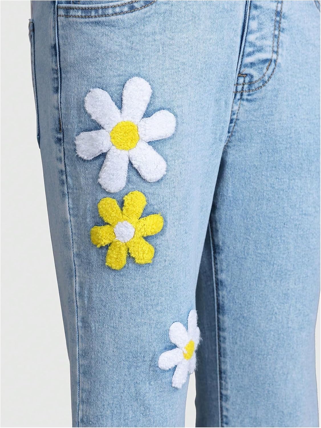 BEAUDRM Girl's Bow Flared Jeans Y2k Denim Pants Bell Bottom Stretchy Jeans Trousers with Pocket