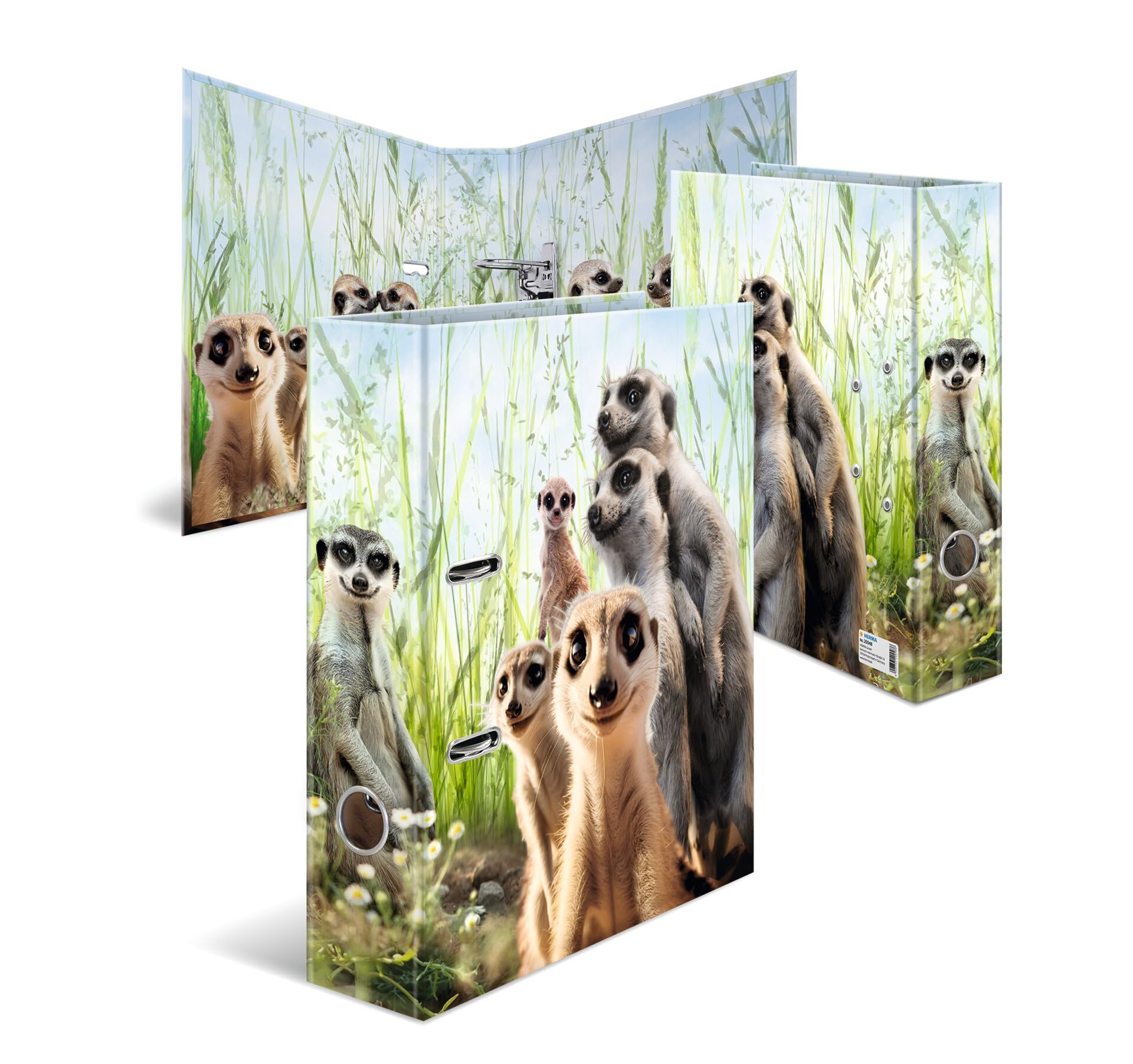 HERMA Raccoglitore formato A4 suricato, 10 pezzi, 7 cm di larghezza, per bambini, con motivo animale, colorato, con stampa interna, per ragazzi e ragazze