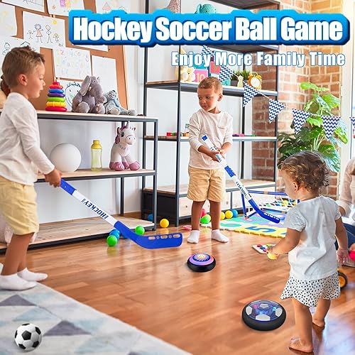 Miniatura 5 de Balón de fútbol Hover juego de pelota de fútbol de hockey 3 en 1 para niños con luz LED recargable regalos de fútbol juegos de bolos juguetes al