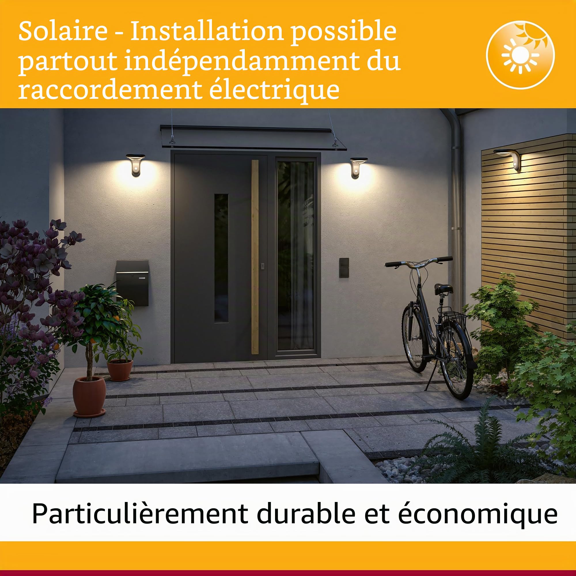 Paulmann 79843 LED numéro de maison 2 solaire IP44 Blanc chaud batterie remplaçable incl. 1x0,2 watts luminaire solaire noir, plastique 3000 K