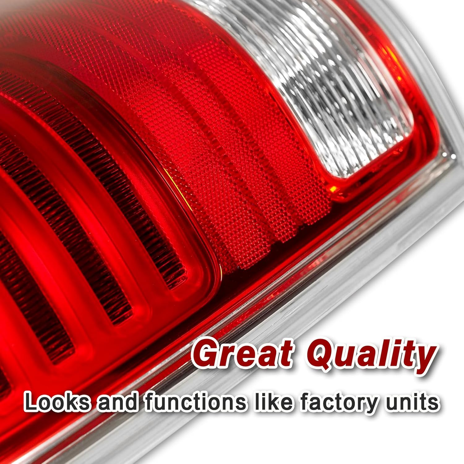 LED Tail Lights Compatible with 2014-2018 Dodge Ram 1500 2500 3500 Rear Lights Assemblies with LED Bulbs and Harness Replacement OEM 68093079AC 68093078AC (Red Chrome, 1 Pair)