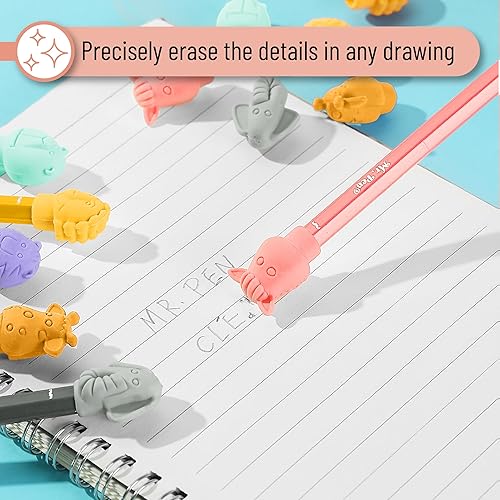 Miniatura 32 de Mr. Pen - Gomas de borrar, paquete de 60 tapas, tapas de borrador de animales, borradores para niños, borradores de lápiz, adornos Variado
