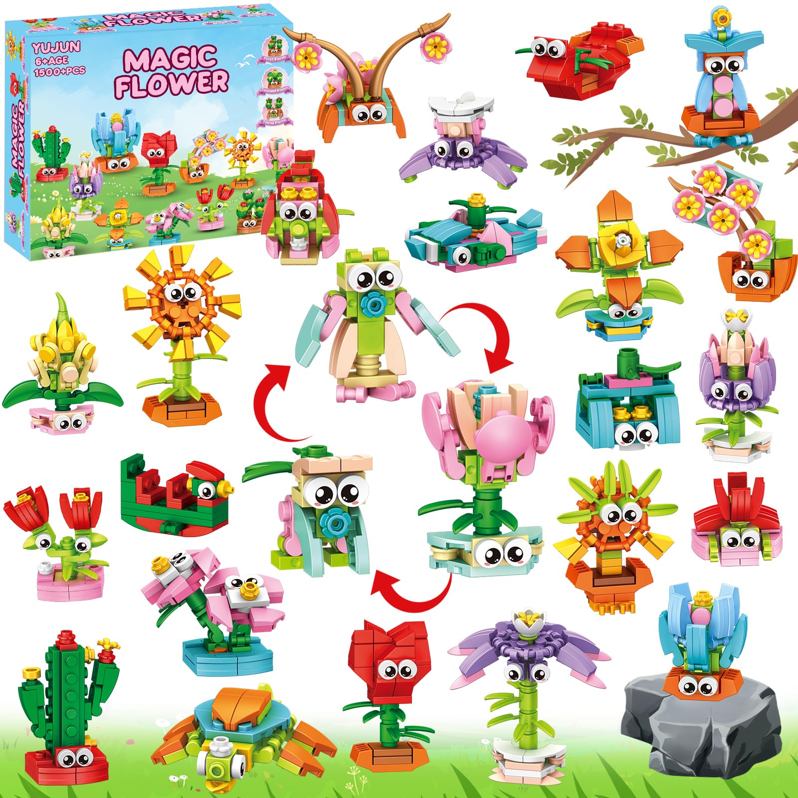 Amazon.com: 36 Pack Party Favors Building Blocks for Kids,Flowers