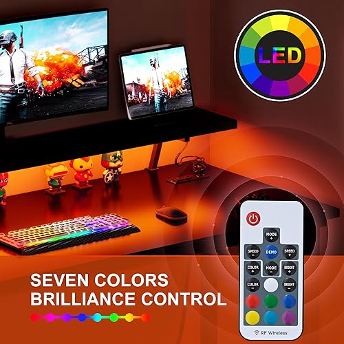 Miniatura 30 de Need AC5WW NA - Escritorio plegable para computadora y oficina en casa con tomas de corriente, soporte para monitor, espacio para taza, luces led y