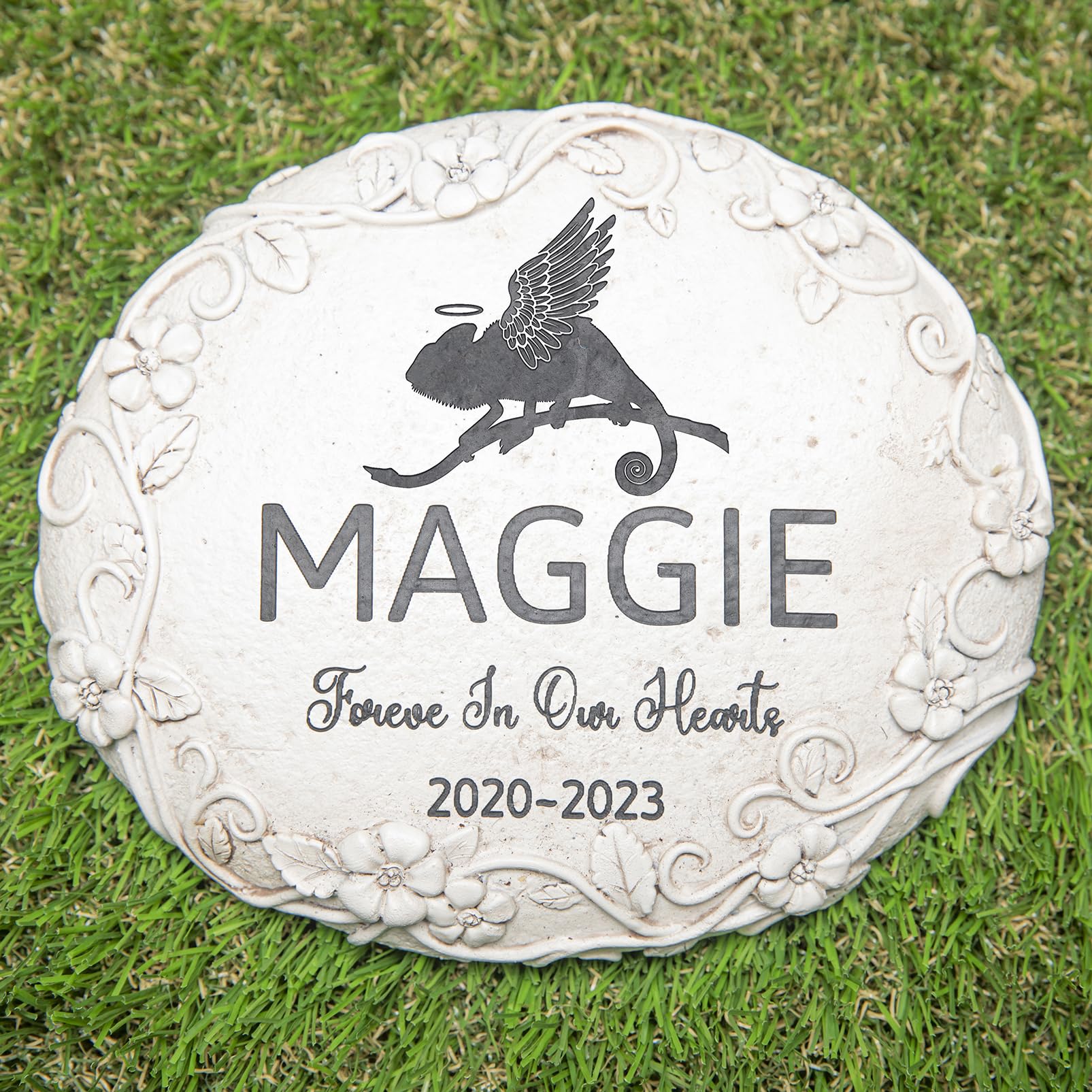 HENTOL Personalized Chameleon Memorial Stone, Pet Grave Marker Chameleon, Chameleon Headstone, Chameleon Tombstone, Chameleon Gravestone, Chameleon Memorial Gifts