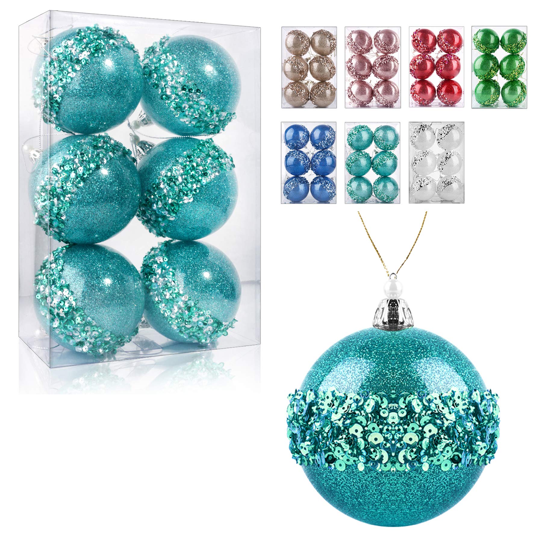 ZHANYIGY 3.15Inch Clear Ornaments Balls,6pc Set Light Blue Christmas Ball Decorations Ornaments Perfect Party Decorations Craft Transparent Ball Gifts for Wedding Party Decor (Light Blue)