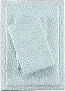 True North by Sleep Philosophy Cozy Flannel Warm 100% Cotton Sheet - Novelty Print Animals Stars Cute Ultra Soft Cold Weather Bedding Set, Full, Aqua Dots 4 Piece