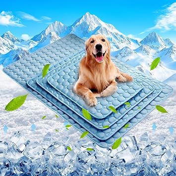 Coppthinktu Dog Cooling Mat for Dogs Self Cooling, Summer Dog Cooling Pad for Small Medium Large Dogs Cats, Pet Ice Silk Blankets Sleeping Mat, Outdoor Dog Self Cooling Crate Mats Washable Portable