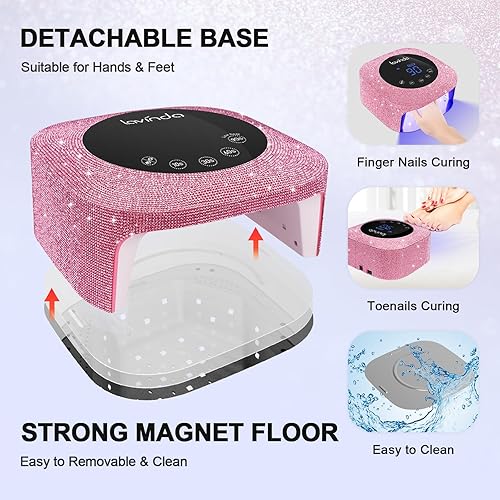 Miniatura 5 de Lámpara de uñas UV de 54 W, lámpara de uñas UV LED inalámbrica para esmalte de uñas de gel, secadora de uñas UV recargable con 4 temporizadores