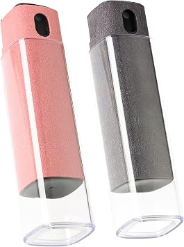 Touchscreen Screen Cleaner Kit 2 Pcs, Phone, Tablet and Car Screen Cleaner, Two in One Spray and Microfiber Cloth Grey&Pink