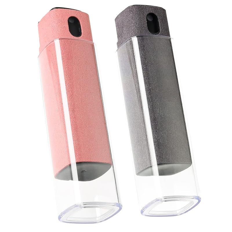 CUIUD Touchscreen Screen Cleaner Kit 2 Pcs, Phone, Tablet and Car Screen Cleaner, Two in One Spray and Microfiber Cloth(Grey&Pink) Pink+Grey