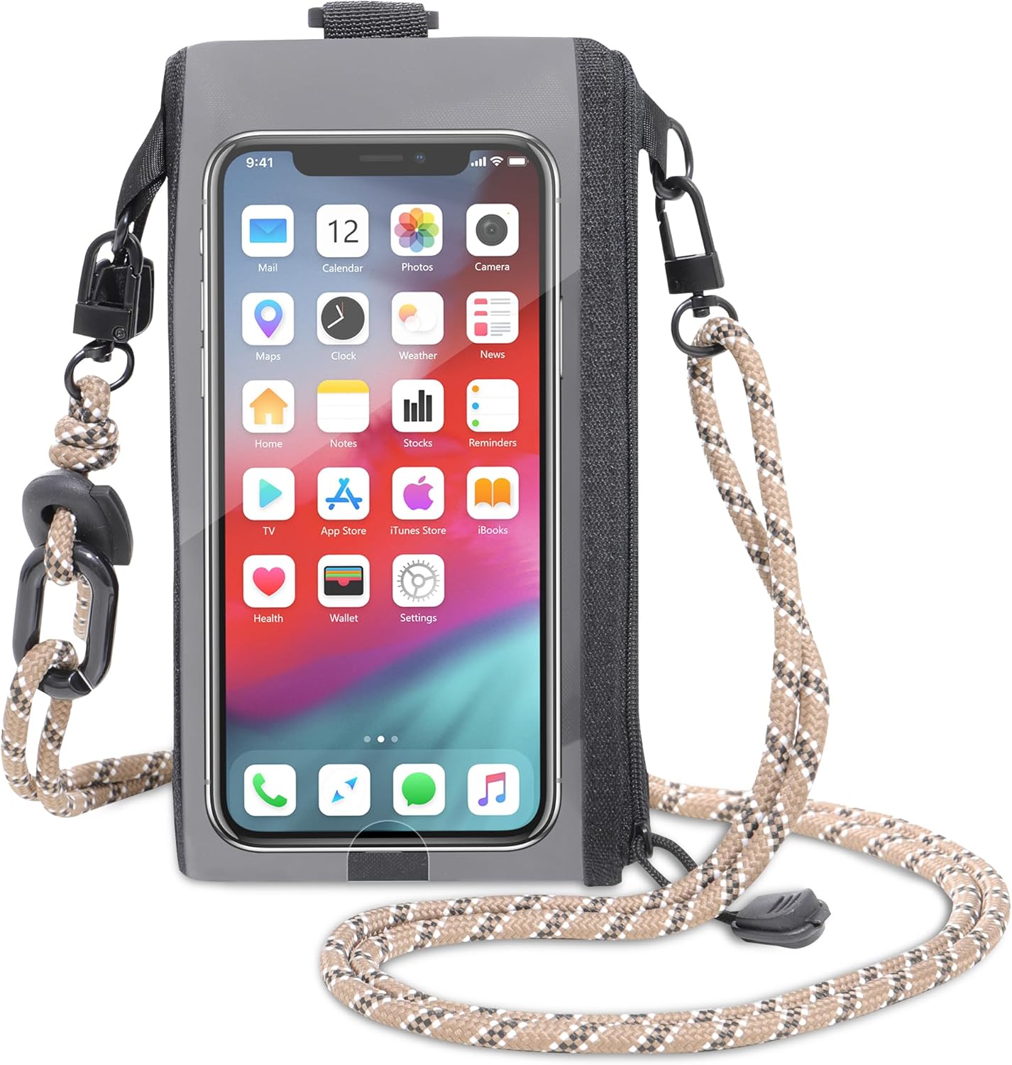 Small Crossbody Bags for Women, Faux Leather Cell Phone Purse Crossbody, Cross Body Purse with Touchable Clear Phone Window & Charging Port, Purses with Blue Adjustable Crossbody Strap