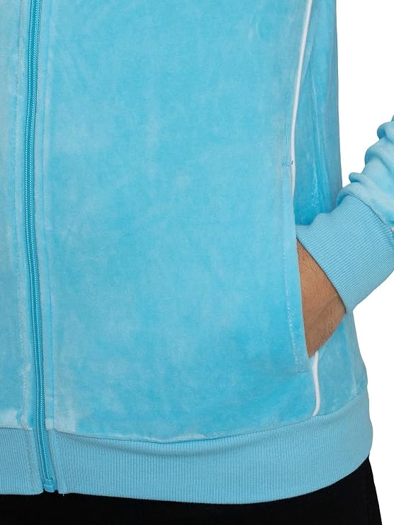 Sergio Tacchini Men's Tasso Velour Track Jacket, Baltic Sea/White