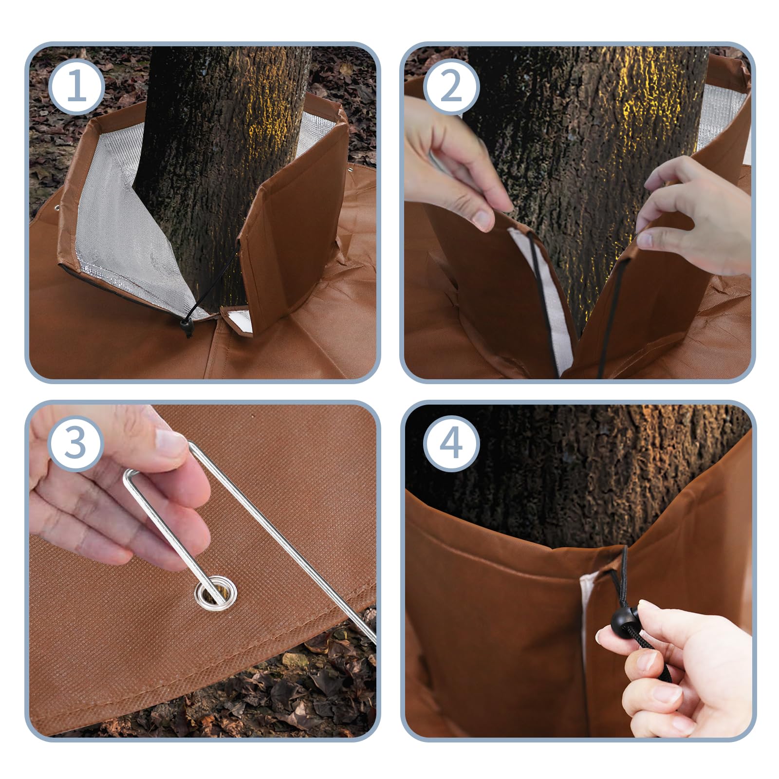 Tesmotor Palmenwurzelschutz 2 Stück, Kälteschutz für Pflanzen und Bäume bis 34cm Durchmesser, Winterschutz für Palmen, Doppelte Isolierung, Ø 100cm, 100 g/m² (Braun)
