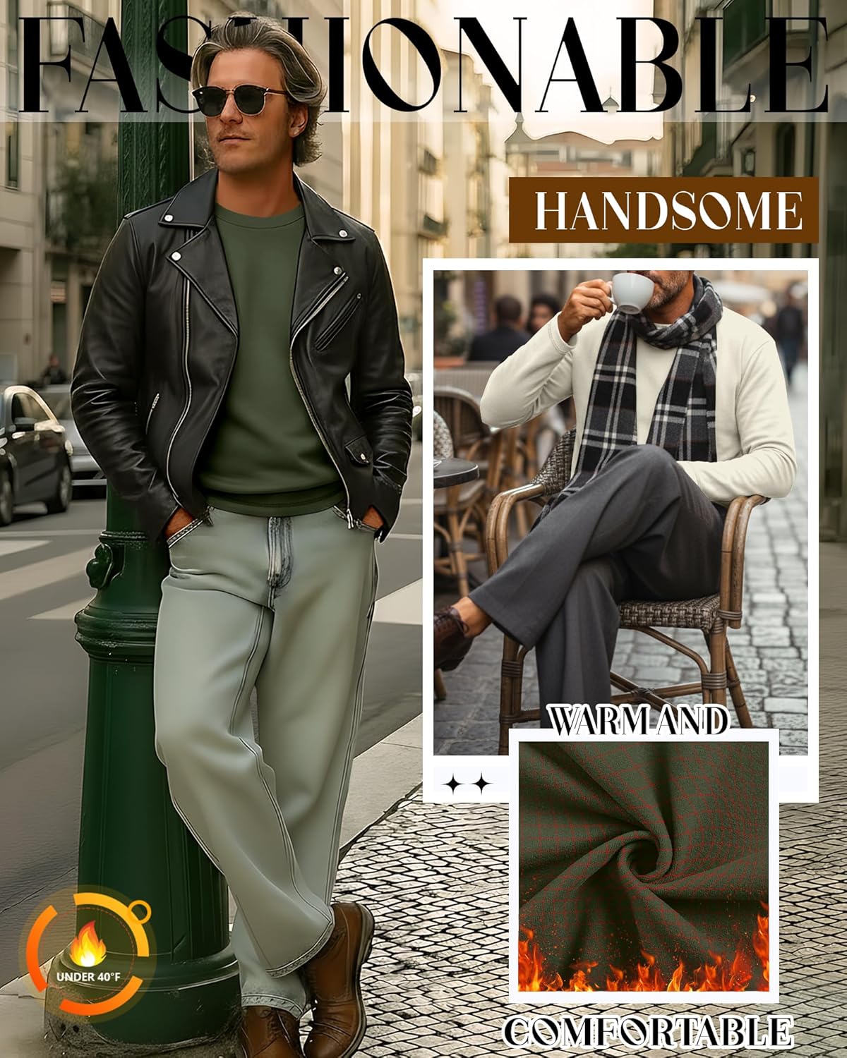 4 Pack Men's Big and Tall Long Sleeve Fleece Shirts, Crew Neck Thermal Sweatshirts Loose Casual Soft Basic Tops - Image 3