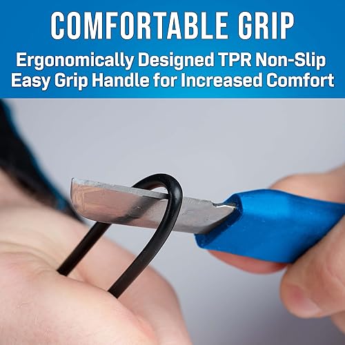 Miniatura 4 de Jonard KN-7 Cuchillo Ergonómico para Empalme de Cables con Mango de Goma Termoplástica, Azul, 6-14" de Longitud