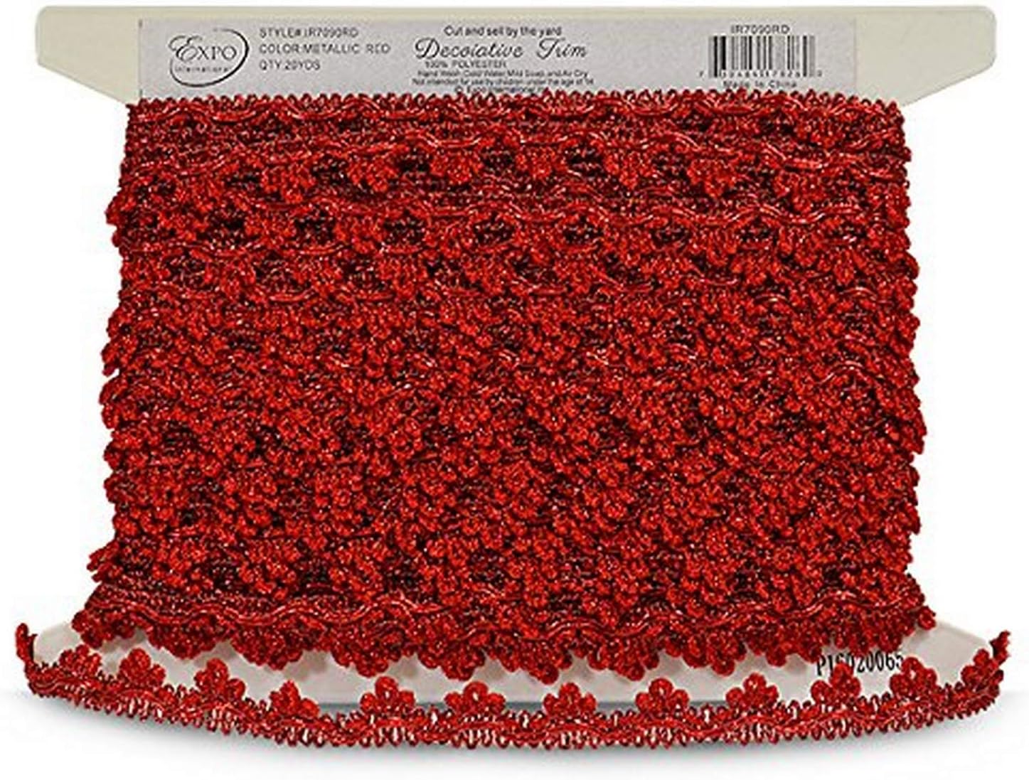 Expo International IR7090RD-20 20 Yards of Delicia Decorated Gimp Trim, 20 yd, Red