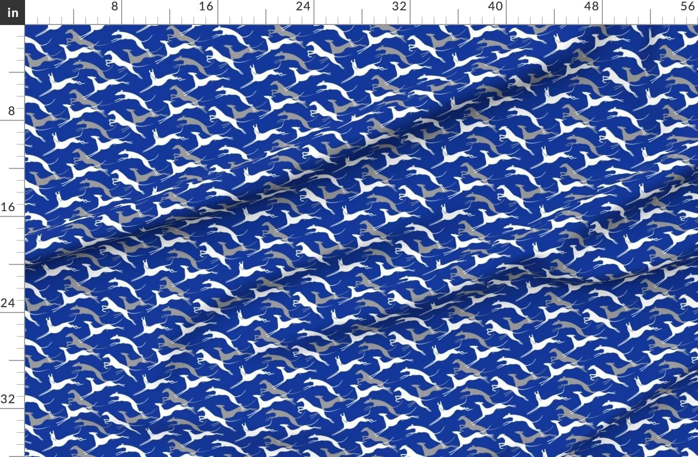 Spoonflower Fabric - Greyhounds Printed on Organic Cotton Sateen Fabric by The Yard - Sewing Quilting Apparel Home Decor