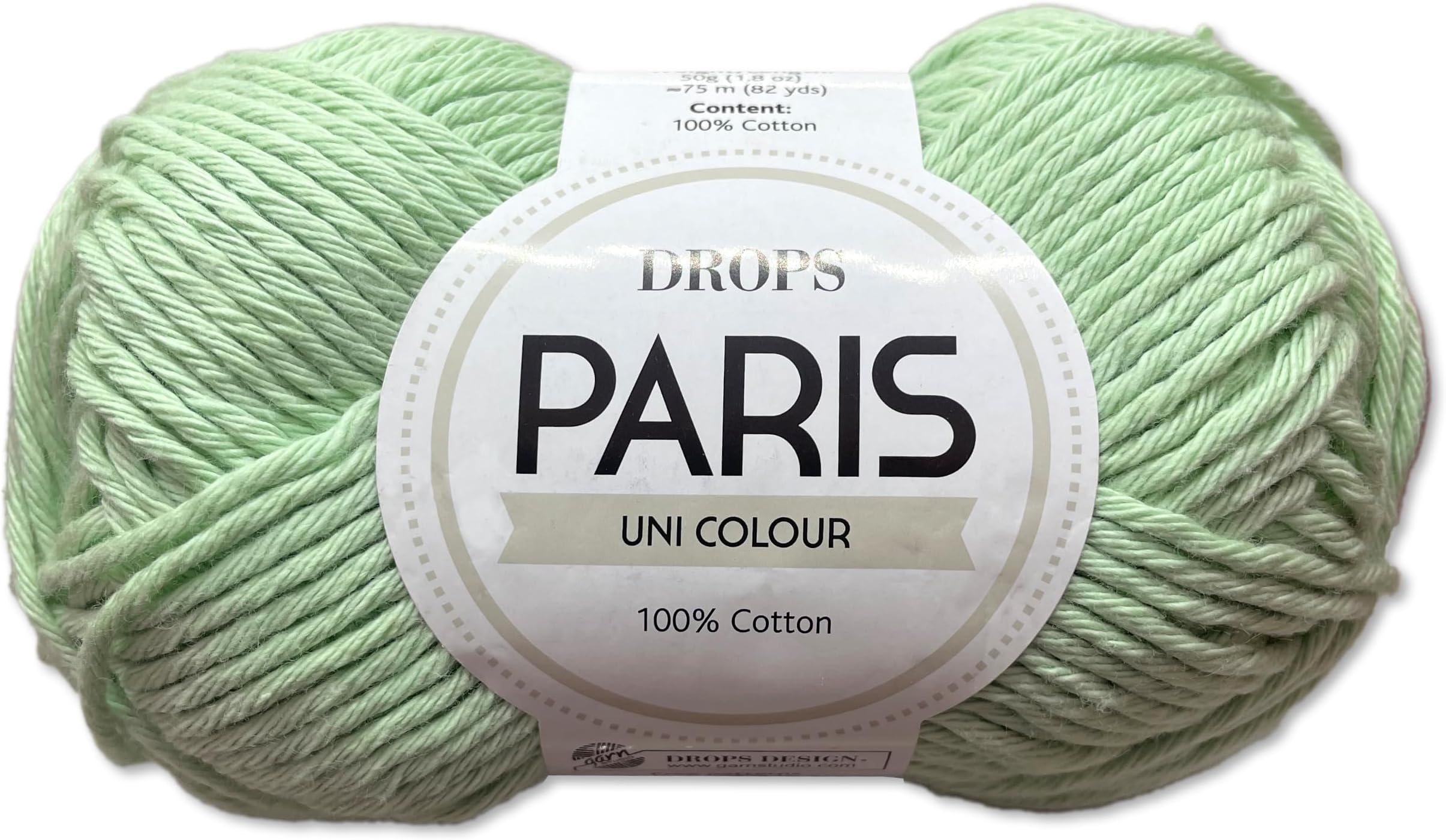 Drops 50 g Paris Cotton Summer Yarn, Baby Yarn, Knitting, Crochet, 54 Colours (Plain Colour 21, Mint Green)
