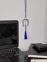 Vista 6 de LUCKBOOSTIUM Colgante de herradura de ojo turco con borlas azules, llavero y protección de buena suerte, adorno colgante de auto de mal de ojo