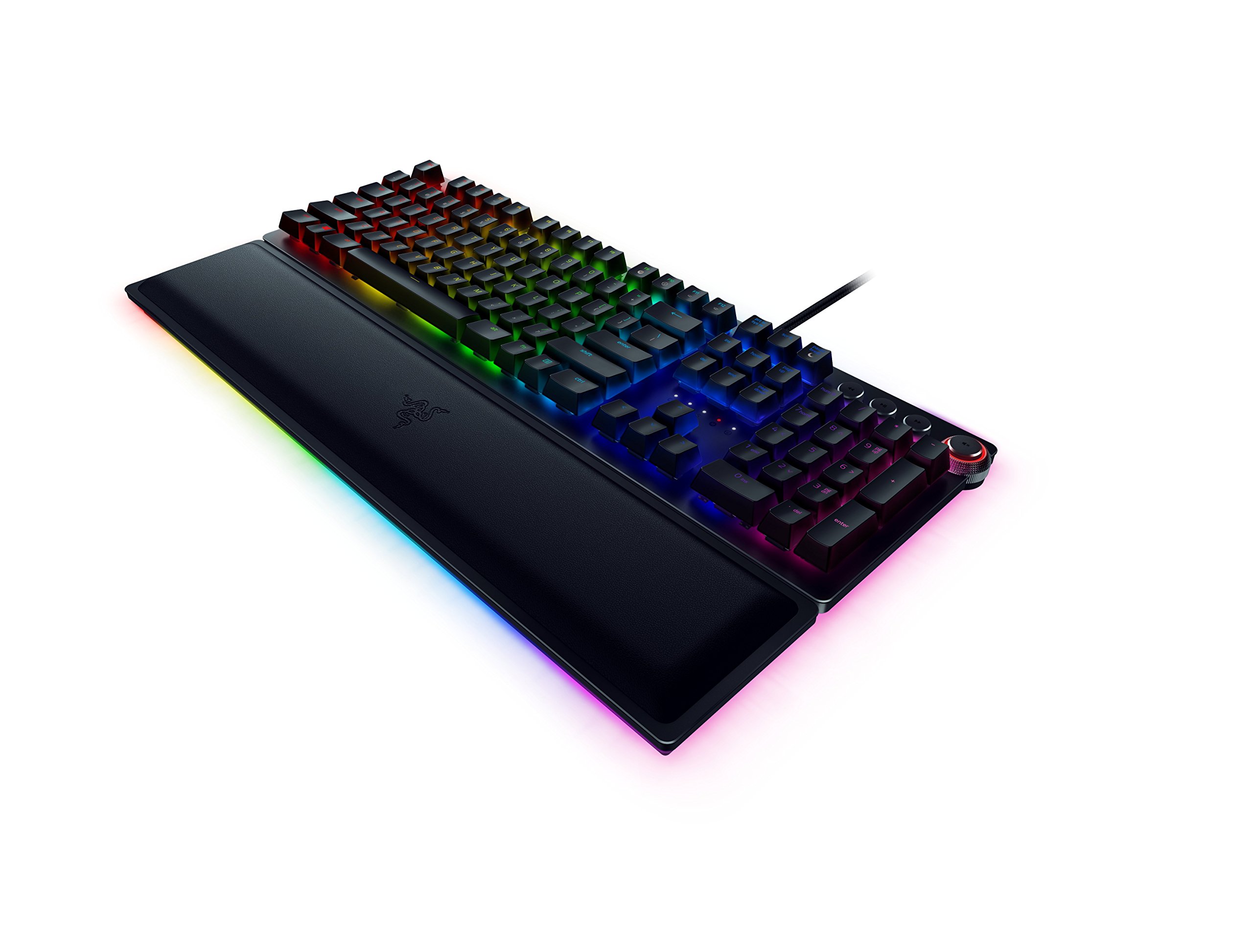 Razer Huntsman Elite (Purple Switch) - Clavier de Jeu avec commutateurs opto-mécaniques (contrôle Rotatif, Repose-Paume éclairé, RGB Chroma) Clavier AZERTY | Noir