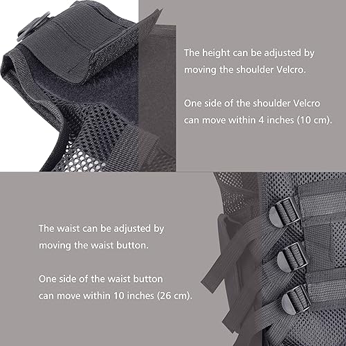 Miniatura 7 de Chaleco de Airsoft para adultos, ajustable, S-XXXXL, chaleco táctico para hombres, ligero, transpirable, nailon 600D, chaleco de combate juvenil