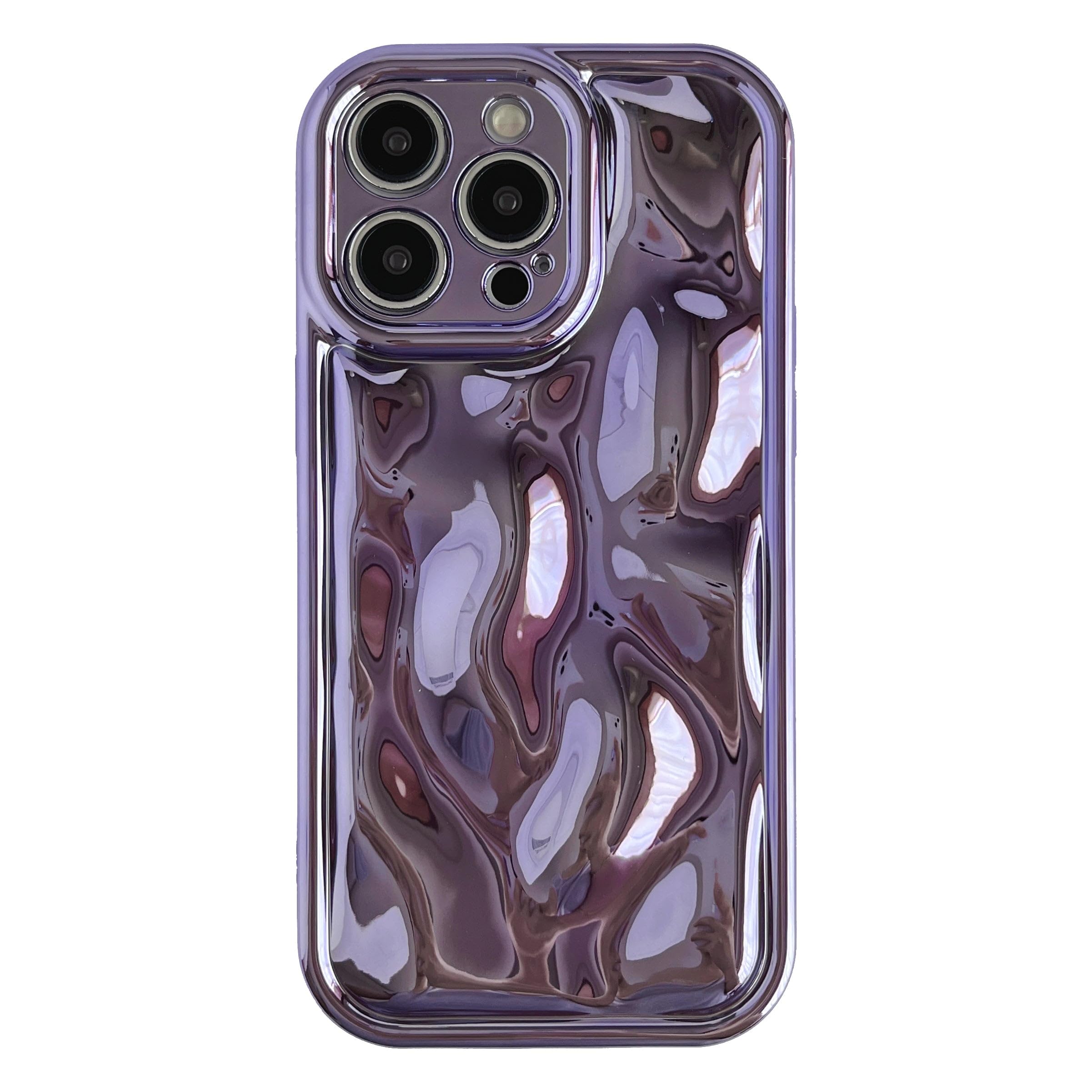 Caseative for iPhone 16 Pro Case,Water Ripple Wave Meteorite Bubble Chrome Plating Soft Phone Case (Light Purple)