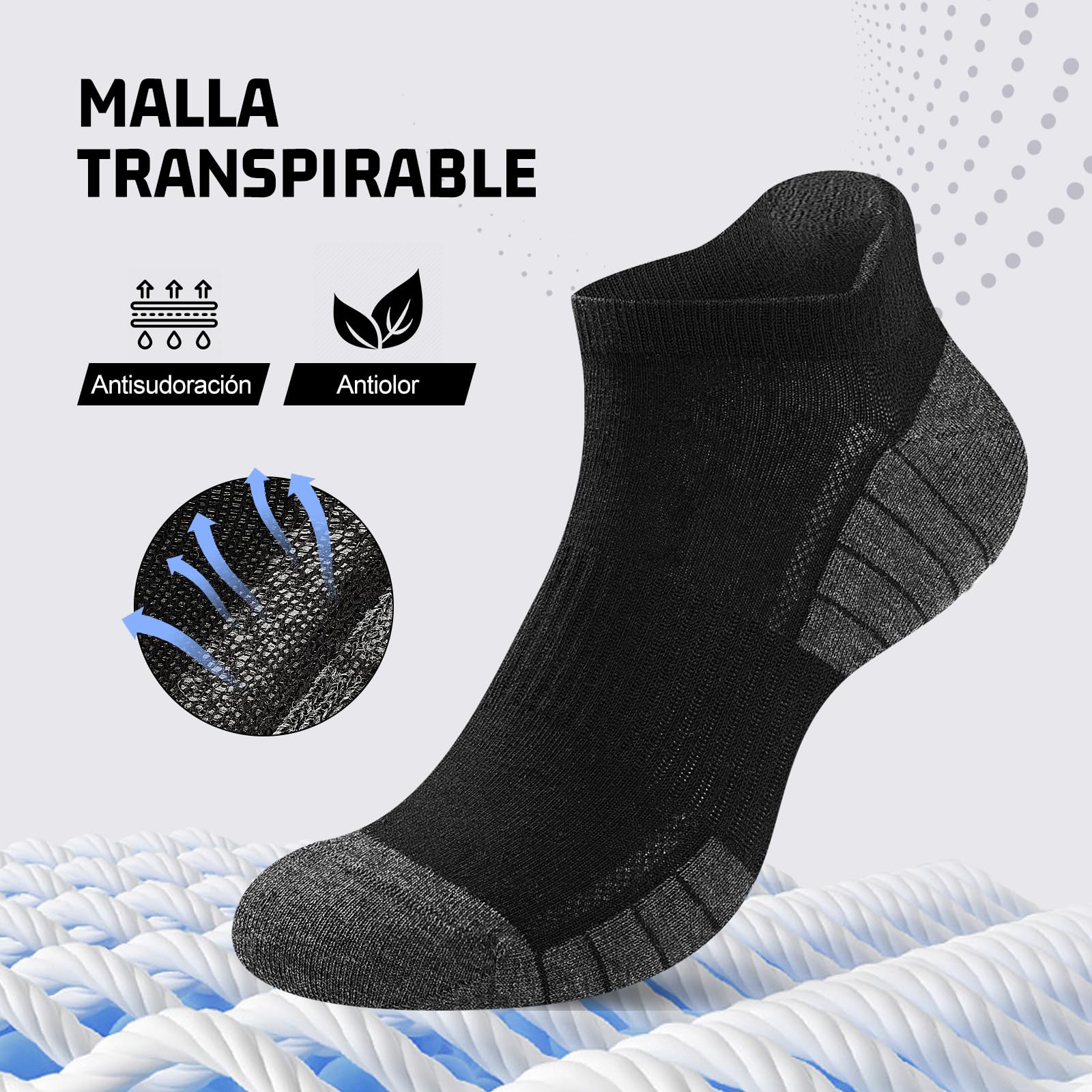 10/20 Pares Calcetines Tobilleros Hombre Mujer, Calcetines Cortos Algodón Transpirables, Ideales para Deporte, Correr, Casa, Trabajo, Verano