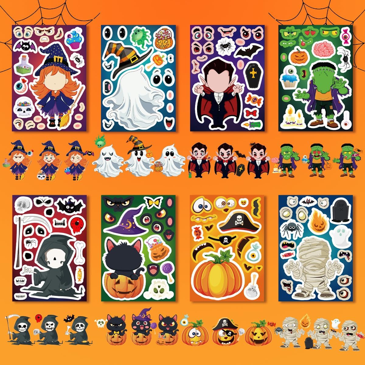 Halloween Waterproof PVC Decals for DIY Crafts, Spooky Cartoon & Gothic Designs, Perfect for Halloween Decorations and Party Supplies