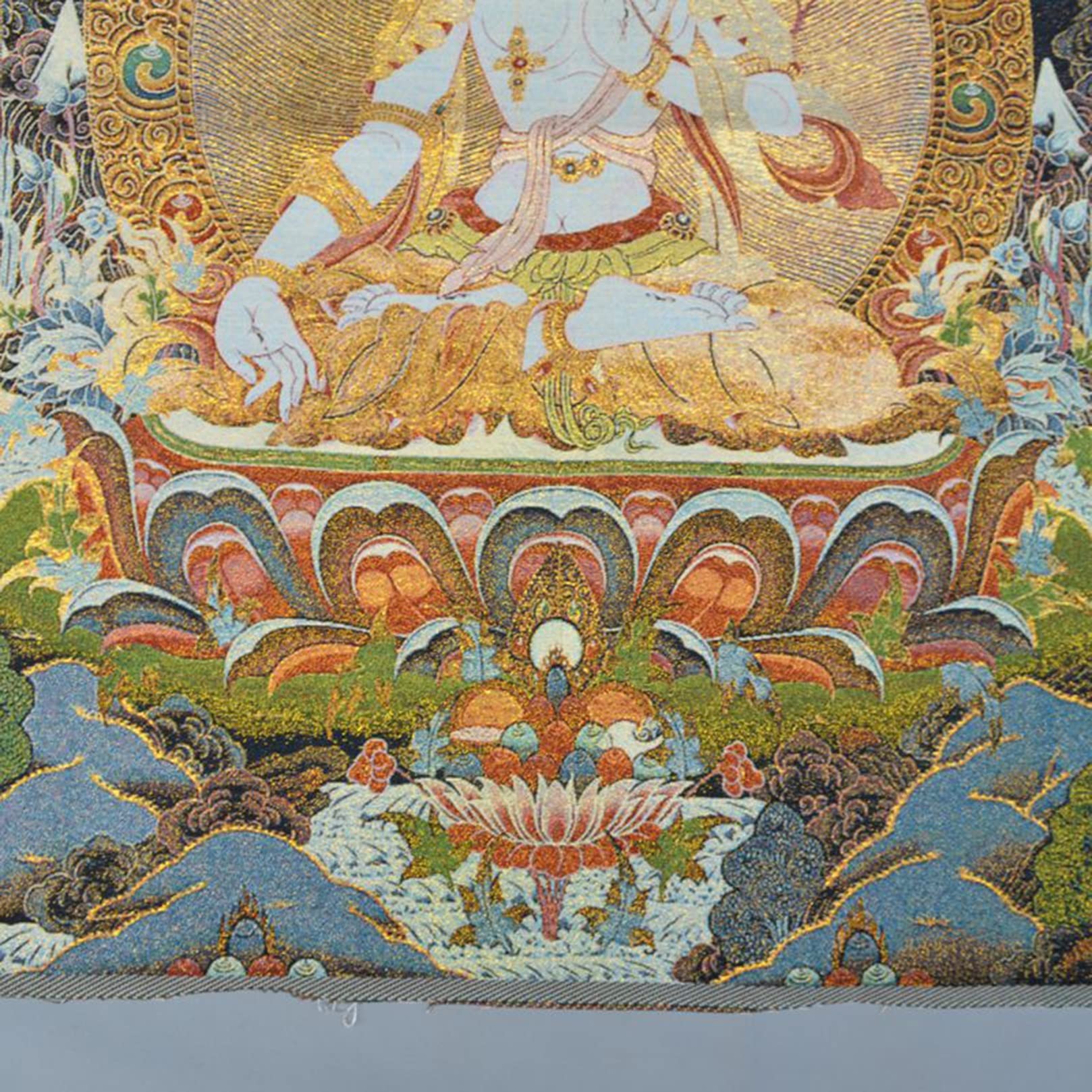 Thangka Dipinto Bianco Tara Buddha Buddista Thangka Broccato Wall Art Decor per La Decorazione della Camera da Letto Yoga (Size : 60x90cm(23x35inch))