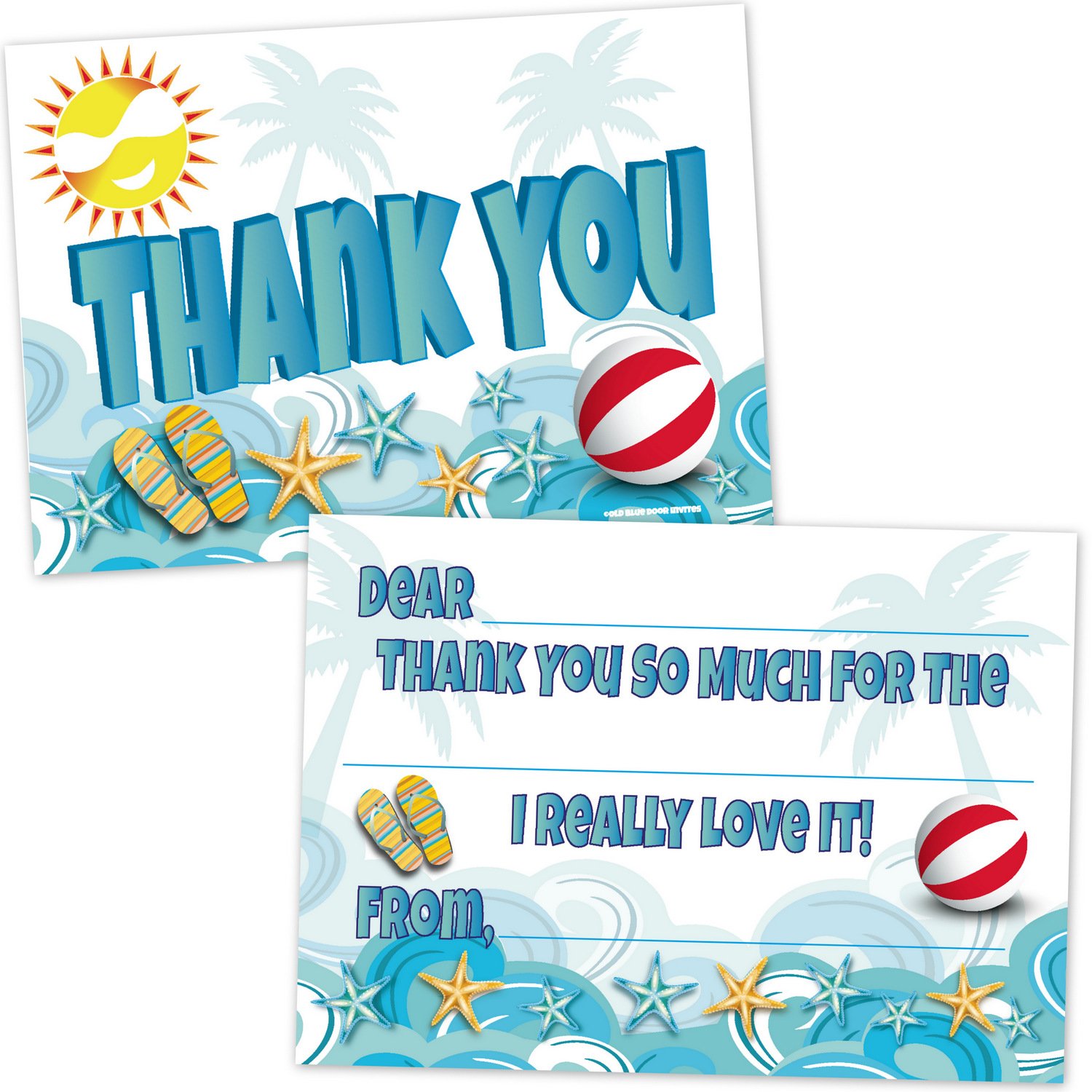 Amazon.com: Summer Beach Party Fill in the Blank Thank You Cards (20 Count  with Envelopes) - Swimming Pool Party Birthday Thank You Notes for Kids :  Home & Kitchen