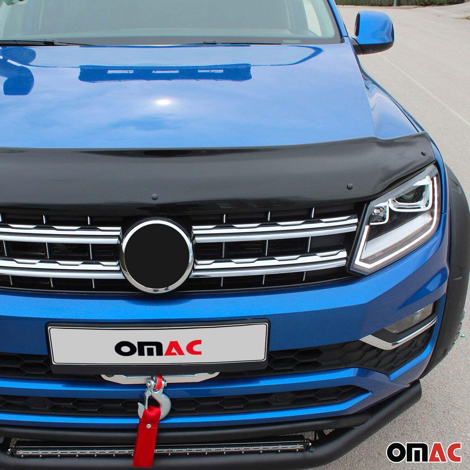 OMAC Motorhaube Deflektor Insekten Steinschlagschutz kompatibel VW Amarok 2010-2022 Dunkel