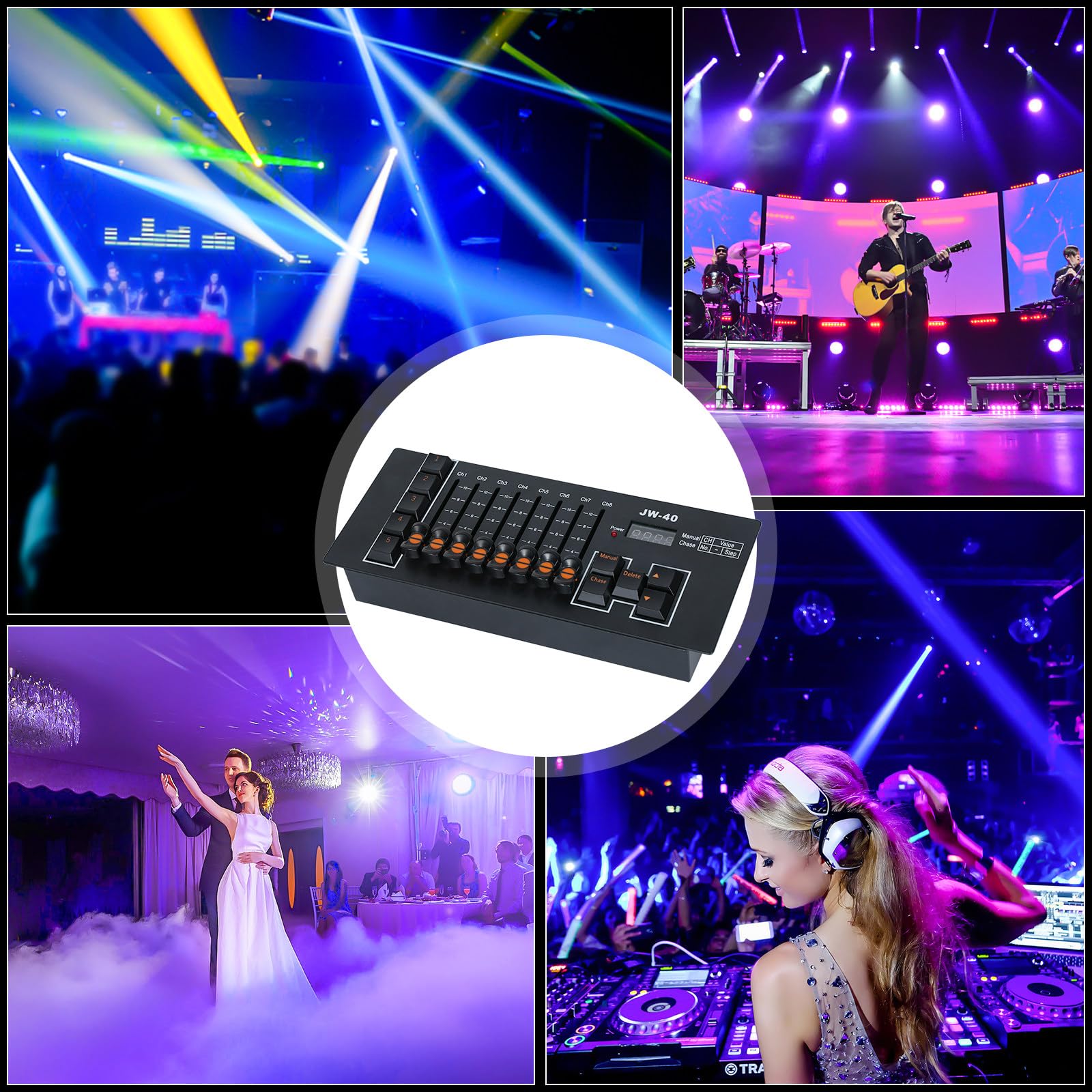 Contrôleur DMX DMX 512 40 Canaux ContrôLeur De Lumière DJ De Scène pour Panneau De Console De ContrôLeur De Lumière De Pub Disco Contrôleur De Lumière DMX