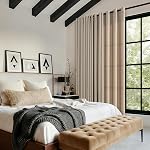 Taupe Lin 90 Inch Semi Sheer Rideaux Grommet pour le salon 2 Panneaux de filtration de lumière,Boho,Rustique,Traitement de ferme,Curtain 90 pouces long,pour la chambre,Porte coulissante en verre,Fenêtre de bain,Birquet en bois