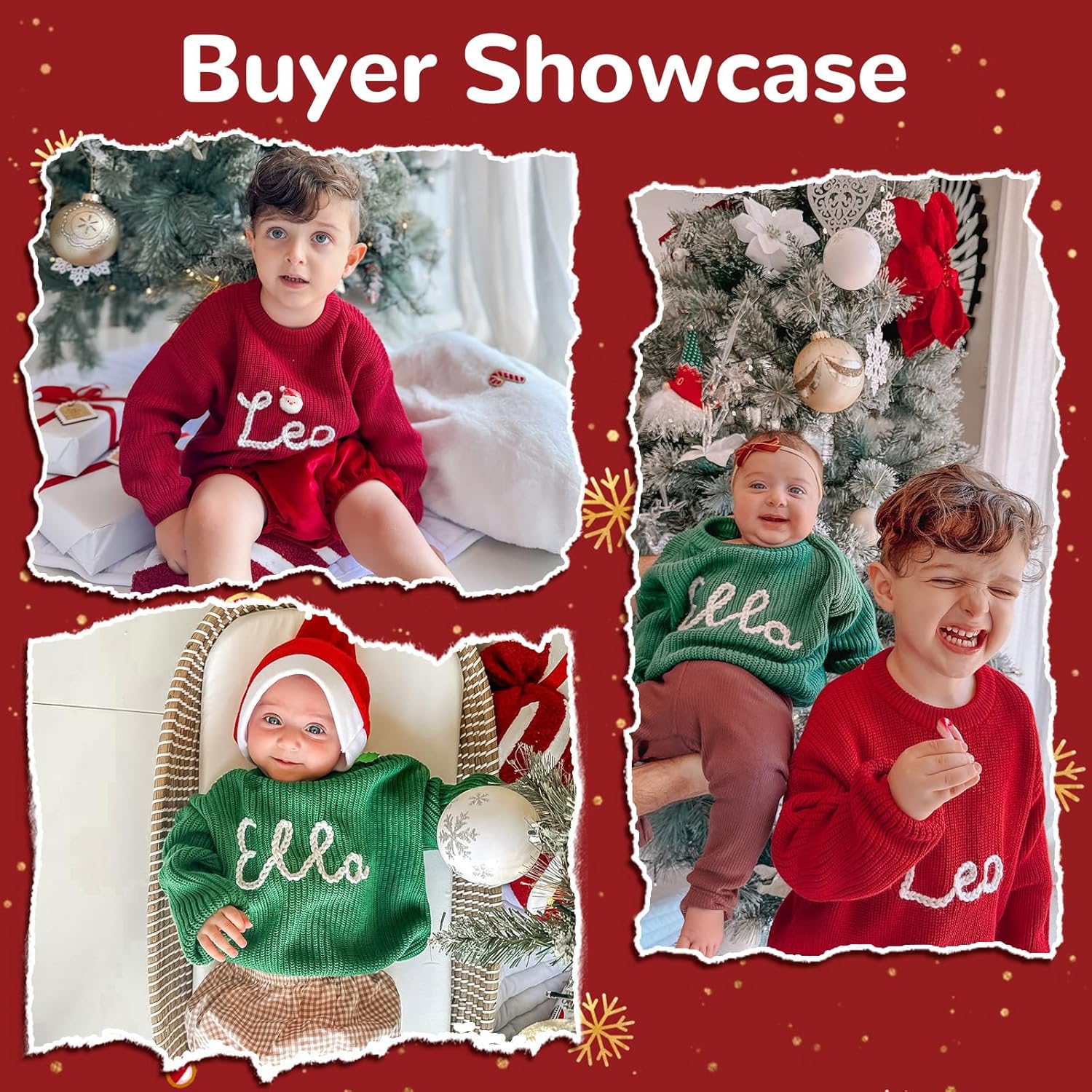 Custom Christmas Name Baby Knit Sweater - Embroidered, Personalized for Newborns. Unique Customized Gift for Baby - Image 4