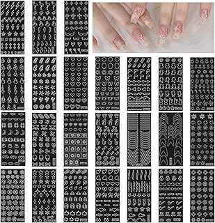 24 Sheets Nail Stencils for Nail Art,Airbrush Nails Stencils,Butterfly F...