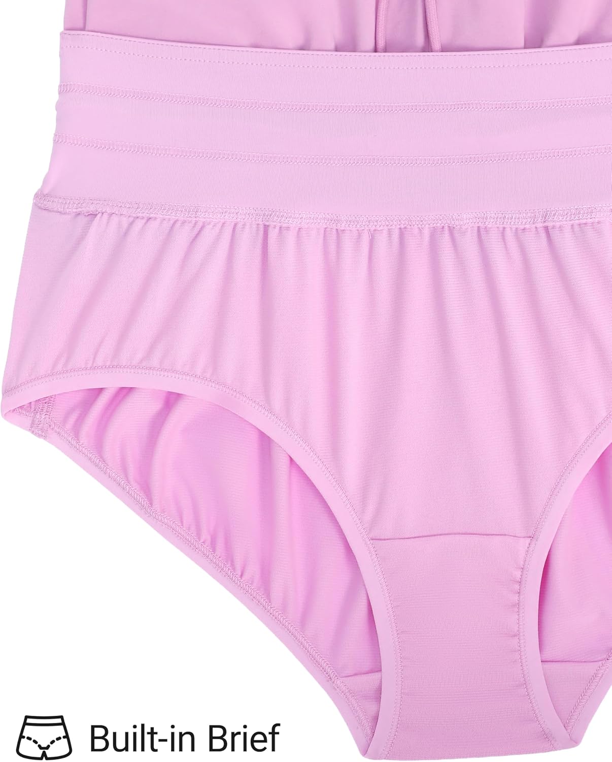 CRZ YOGA Split Dolphin Board Shorts for Women - High Waisted Overlay Swim Skorts Bathing Suit Bottoms with Brief Liner
