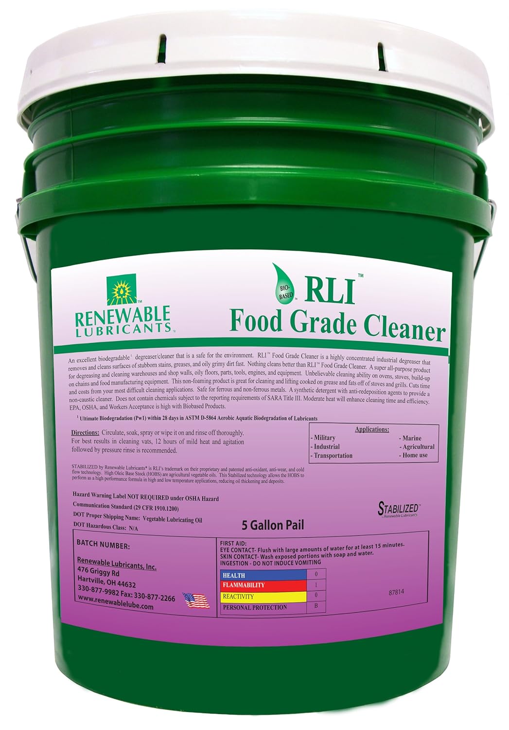 Food Grade Cleaner, 1 Gallon Bottle,Clear,87813